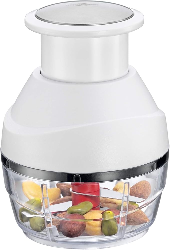 Küchenprofi Vegetable & Fruit Chopper - 3.4" Dia x 4.5" H, White, Contemporary - Mini Food Chopper - Onion Dicer & Garlic Mincer