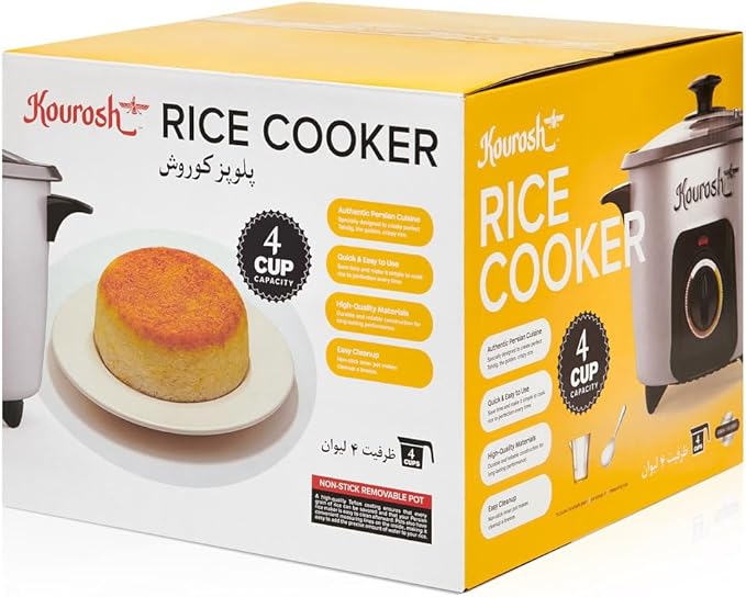 YEDI KOUROSH Automatic Persian Rice Cooker - Tahdig Rice Maker Perfect Rice Crust (4 CUP)