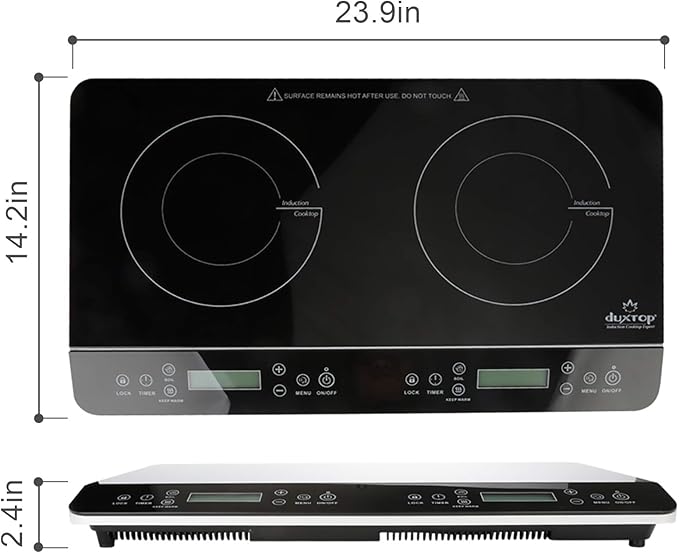 Duxtop LCD Portable Double Induction Cooktop 1800W Digital Electric Countertop Burner Sensor Touch Stove, 9620LS/BT-350DZ