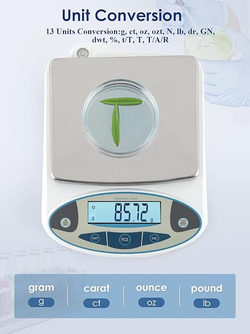 CGOLDENWALL Lab Scale 5000gX0.01 Gram High Precision Laboratory Balance Electronic Scientific Weighing Scale Without Calibration Weight