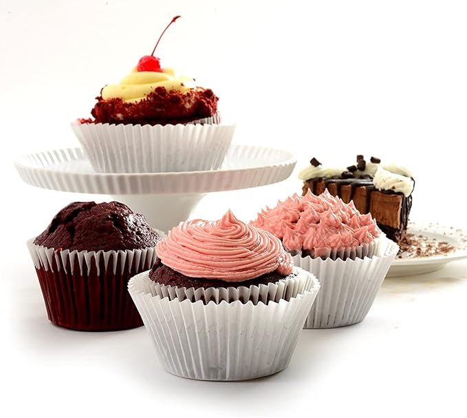 500 Jumbo Cupcake Muffin Liners 2 1/4" X 1 7/8" | Large Tall White Fluted Baking Cups Cupcake Liners
