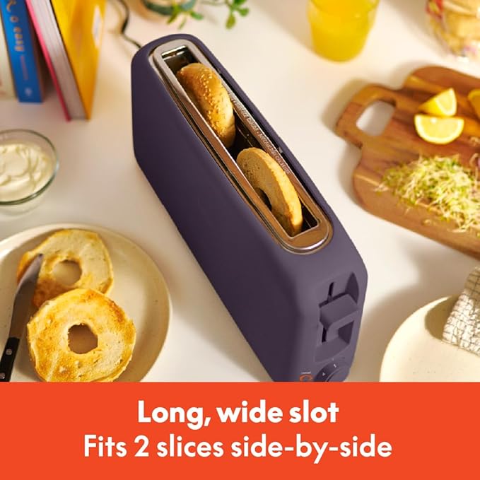 bella 2 Slice Slim Toaster,Fits-anywhere™ Kitchenware,6 Setting Shade Control with Reheat & Cancel Buttons,Fits sourdough,10” Long Slot,Anti Jam & Auto Shutoff,900 Watt,Plum,(Pack of 6)