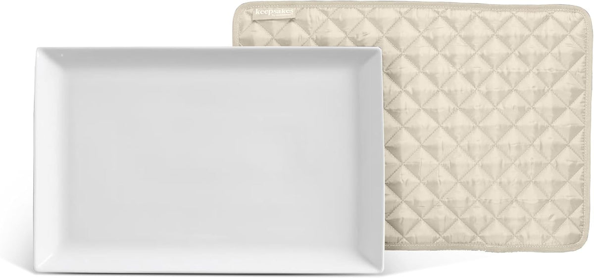 Covermates Keepsakes - Quilted Divider Set - Set of 4 - Scratch & Breakage Protection - Stain Resistant - Machine Washable - China Storage, Cream