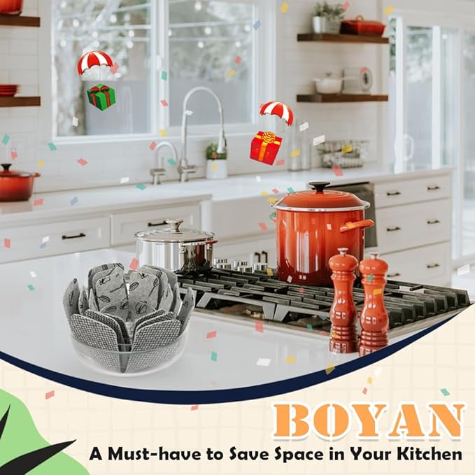 BOYAN Pot and Pan Protectors, Thicker Felt Pot Protectors for Stacking, Set of 12 & 3 Different Sizes, Cookware Accessories, Pan Separators for Stacking Skillet Ceramic Saucepan Glassware