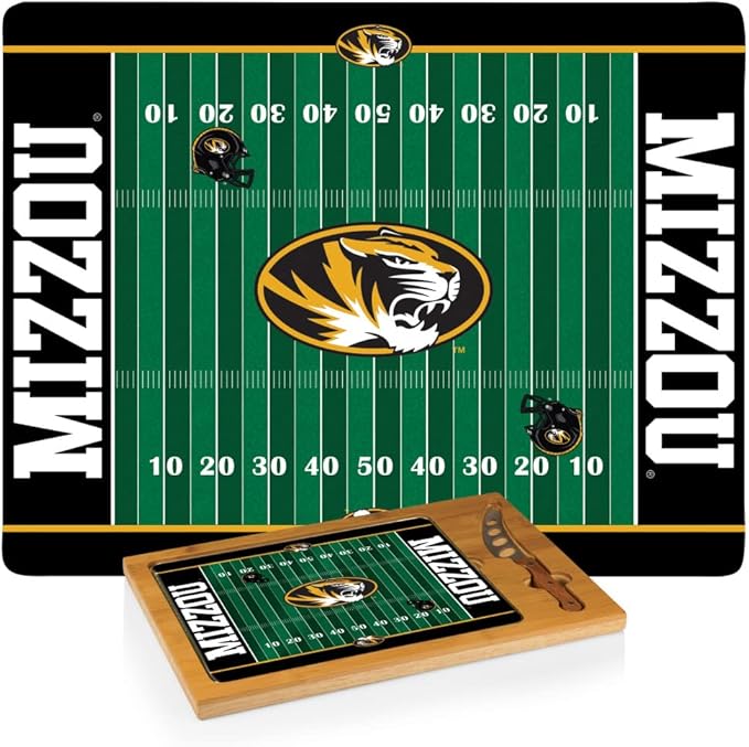 PICNIC TIME NCAA Icon Glass Top Cutting Board & Knife Set, Cheese Boards Charcuterie Boards, Serving Platter, (Parawood & Bamboo)