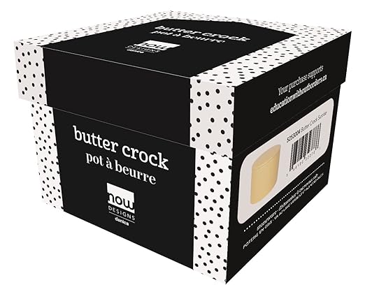 Now Designs French-Style Stoneware Butter Crock for The Counter, Matte White