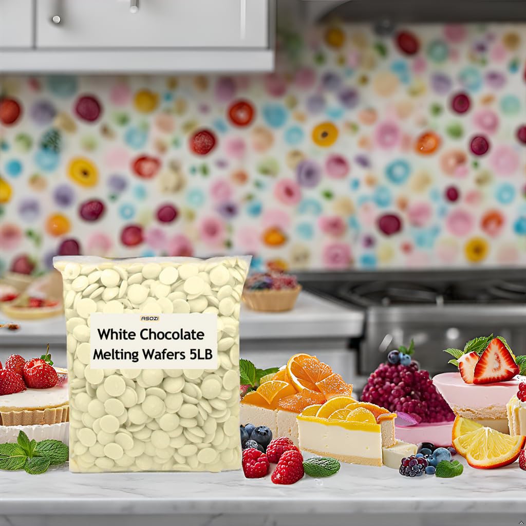 White Chocolate Coating Melting Wafers 5 LB- Creamy and Sweet Taste, Perfect for Molding, Dipping, Desserts, and Candy 80 Onuce (White Chocolate)