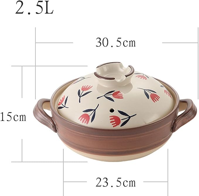 Ceramic Casserole, Japanese Clay Pot Donabe Stone Rice Pot With Lid, Earthen Pot Stockpot Ceramic Casserole Cooker Healthy Cookware Stove Pot Soup Hot Pot(Color:B)