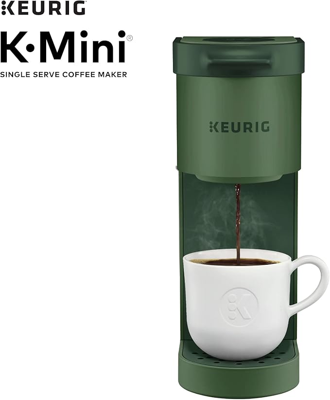 Keurig K-Mini Single Serve Coffee Maker with 6-12Oz Cup Sizes, Quick Brewing, and Removable Drip Tray (Evergreen, Renewed)