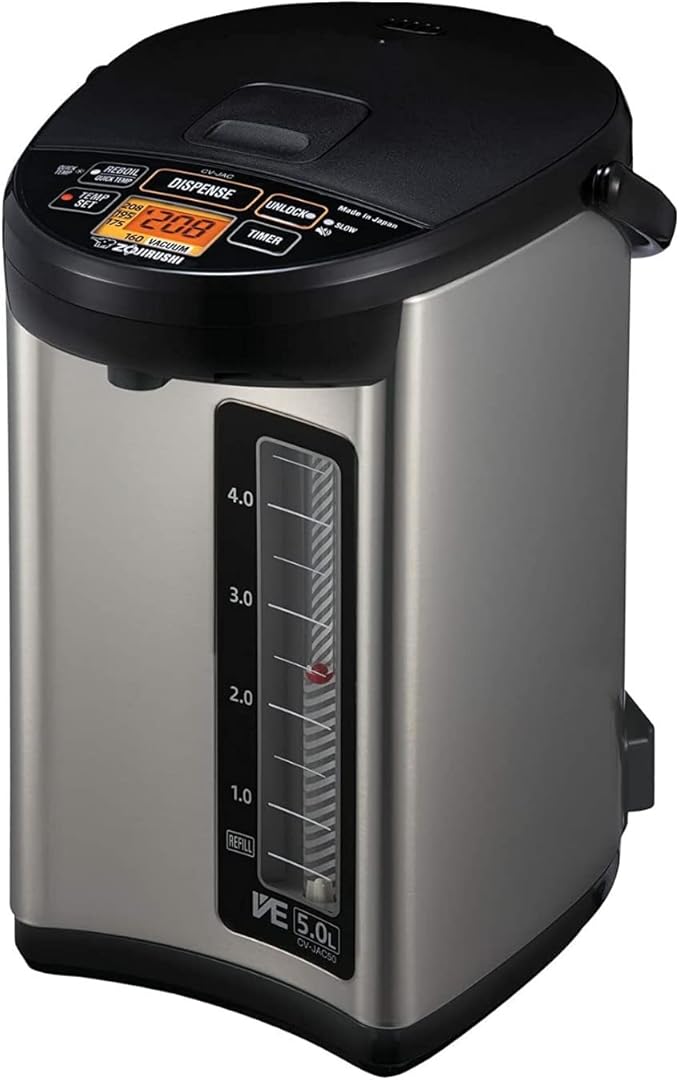 Zojirushi NW-JEC10BA Pressure Induction Heating (IH) Rice Cooker & Warmer, 5.5-Cup, Made in Japan & CV-JAC50XB, VE Hybrid Water Boiler & Warmer, 5.0 Liter, Stainless Black, Made in Japan