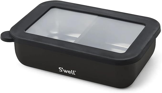S'well Stainless Steel Bento Box, Onyx, Fits One Large Entree Or Small Entree And Snack, Includes Removable Divider, Leakproof, Easy to Clean, Dishwasher Safe