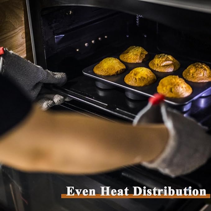 2 Pcs English Muffin Pans, 3.6 Inch Non-Stick 6 Cup Straight Side Cupcake Pan, Hamburger Bun Pan for Baking Muffin Egg Sandwich Frittata Cinnamon Roll (Lid NOT Included)