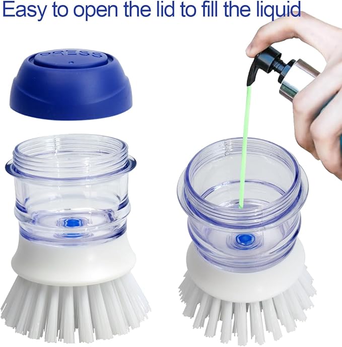 CELOX Cleaning Brush Set, 2 Dish Brush with soap Dispenser & 2 Heavy Duty Scrub Brush