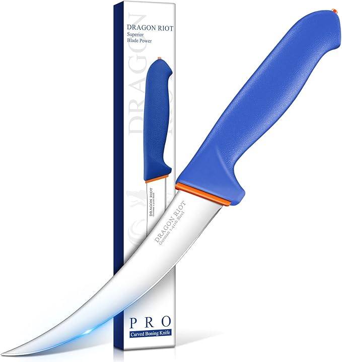 DRAGON RIOT Boning Knife 6 Inch,Ultra Sharp German Stainless Steel,Professional Meat Trimming Knife with Ergonomic Anti-Slip Handle,Ideal for Butchering, Trimming, Fish, Poultry