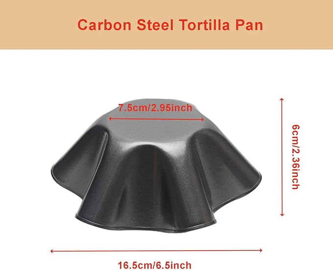Tortilla Pan Set - 4pcs Non-Stick Carbon Steel Taco Salad Bowl Makers Tortilla Shell Pans, Tostada Bake Taco Shells, Flower-shaped Baking Mold Kitchen(Black 4pcs) (16.5x 7.5x 6cm)