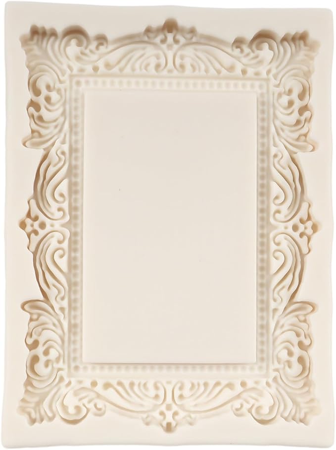 Baroque Photo Frame Fondant Molds Picture Frames Silicone Mold Vintage Mirror Frame Molds for Cake Decoration Cupcake Topper Chocolate Candy Polymer Clay Gum Paste Set of 2