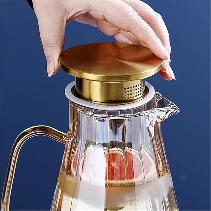 GLigeT Iced Tea Pitcher Household Large Capacity Glass Water Kettle, Creative Drinkware Pitcher for Cold Water, Juice, Milk, Coffee, Tea Pot, 1.5L Or 1.8L Water Jug(Small)