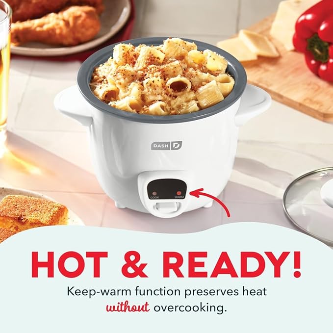 Dash Mini Ceramic Rice Cooker - Designed for Single-Serve Cooking - Compact Rice Cooker with Nonstick Removable Pot, Keep Warm Function & Easy-to-Clean Sleek Design - White Ceramic