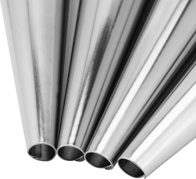 40 PCS Cream Horn Forms, Stainless Steel Cannoli Tubes, Cream Roll Horn Molds with Clean Brush Cream Horn Metal Cones for Croissant Daily Baking, 1.4 x 5.5 Inch, Silver