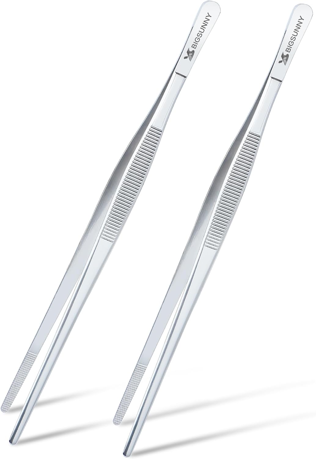 2 Pcs 8.5 Inch Kitchen Tweezers Fine Tweezer Tongs, MSY BIGSUNNY Stainless Steel Food Tweezers Multi-function Cooking Tongs Kitchen Serving Tong