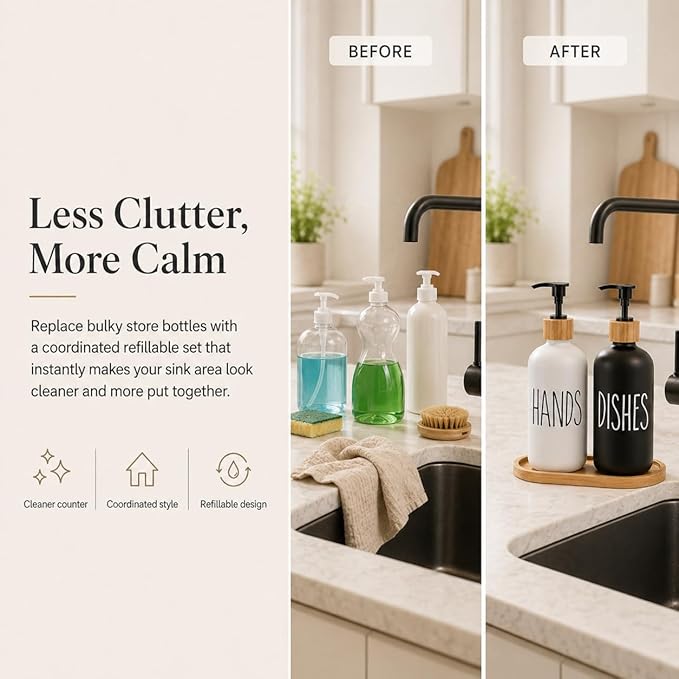 Glass Lotion Dispenser,Refillable Matte Black Hand Lotion Dispenser Suitable for Bedroom,Body or Hand Lotion Bottle Rustic Bedroom Decor