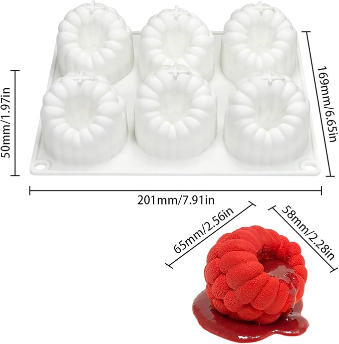 6 Cavity Large Raspberry Mousses Cake Mold Food Grade Silicone Chocolate Dessert Baking Mould Family Gathering Bakeware