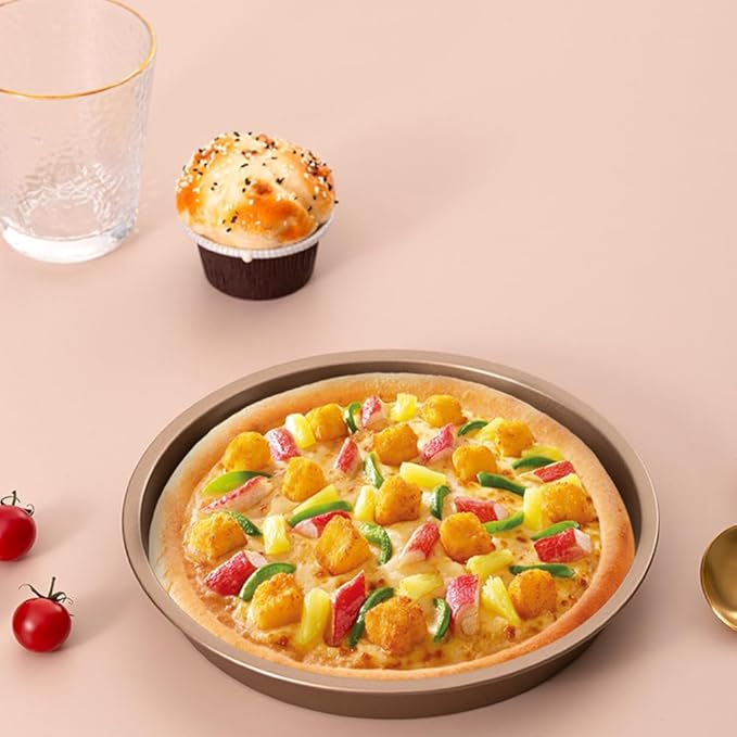 Baking Pans Sets 5-Piece, UNOSCHRIM Nonstick Carbon Steel Bakeware Sets with Round Cake Pan, Round Pizza Pan, Cookie Sheet, Loaf and 6-Cup Muffin Pan, Reusable Baking Sets for Various Baking Scenes