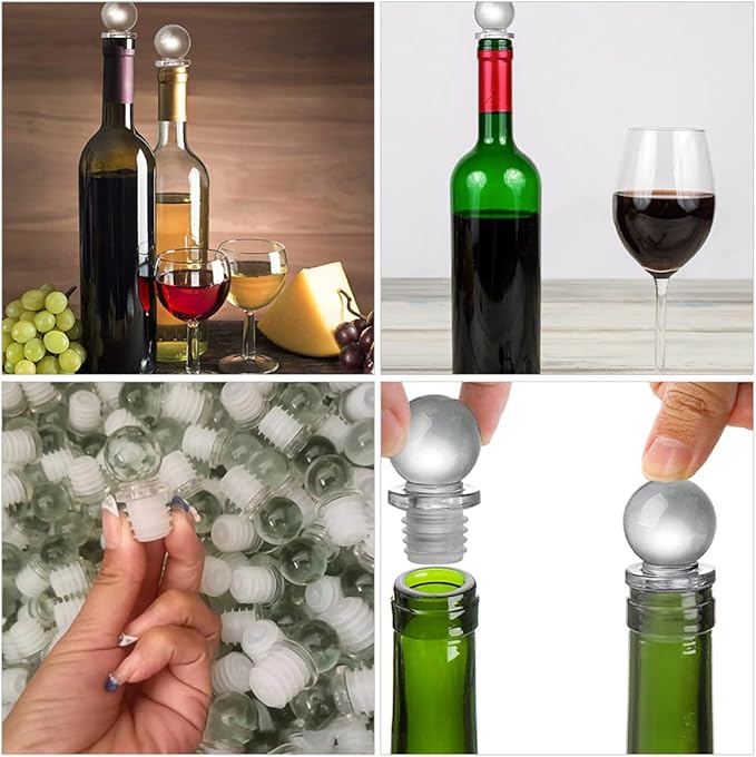 SHINEOFI Glass Ball Wine Stoppers 24Pcs High Polymer Aroma Dispenser Bottle Caps Convenient Reusable Sealers for Wine Bottles Kitchen Bar Use