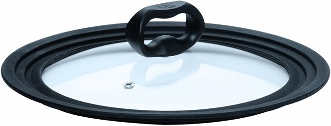 Ecolution Universal Lid for Pots and Pans, Fits 6-Inch to 8-Inch Cookware, Tempered Glass Replacement Lid with Heat Resistant Silicone Edge, Dishwasher Safe, Made without BPA, Small, Black