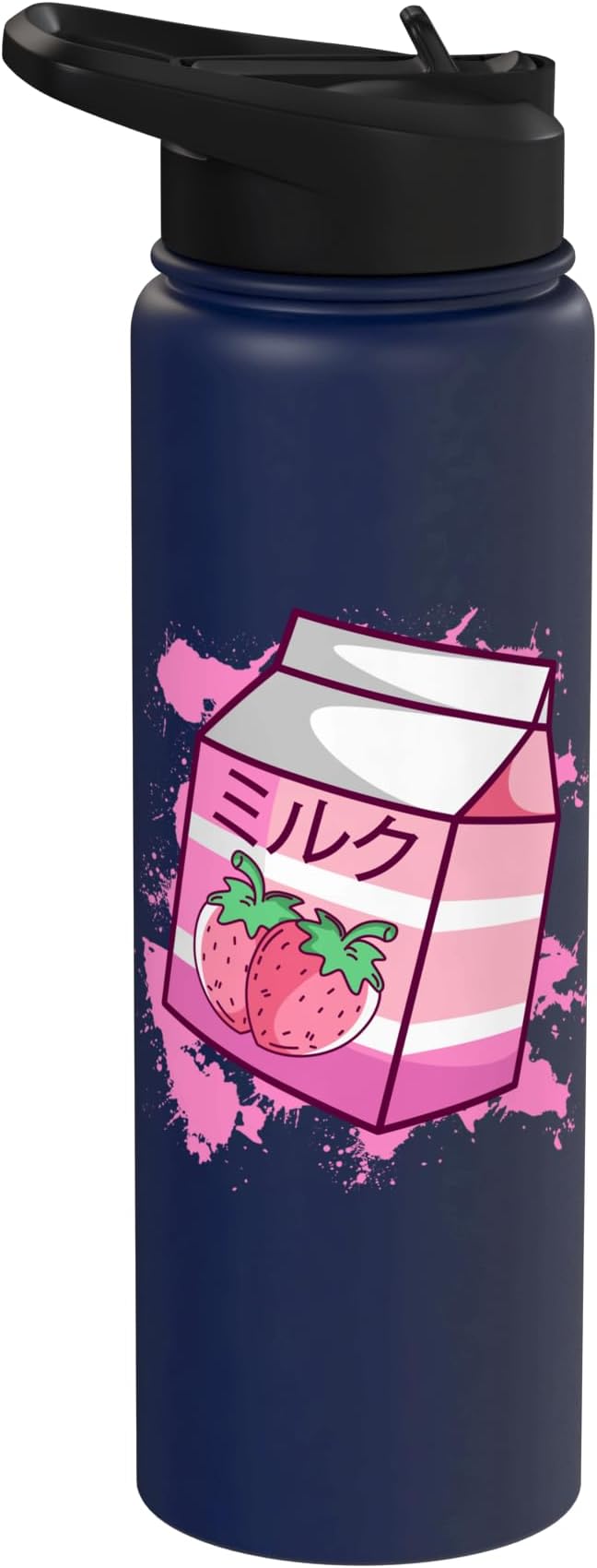 Kawaii Japanese Pink Retro 90s Strawberry Milk Carton Stainless Steel Insulated Water Bottle