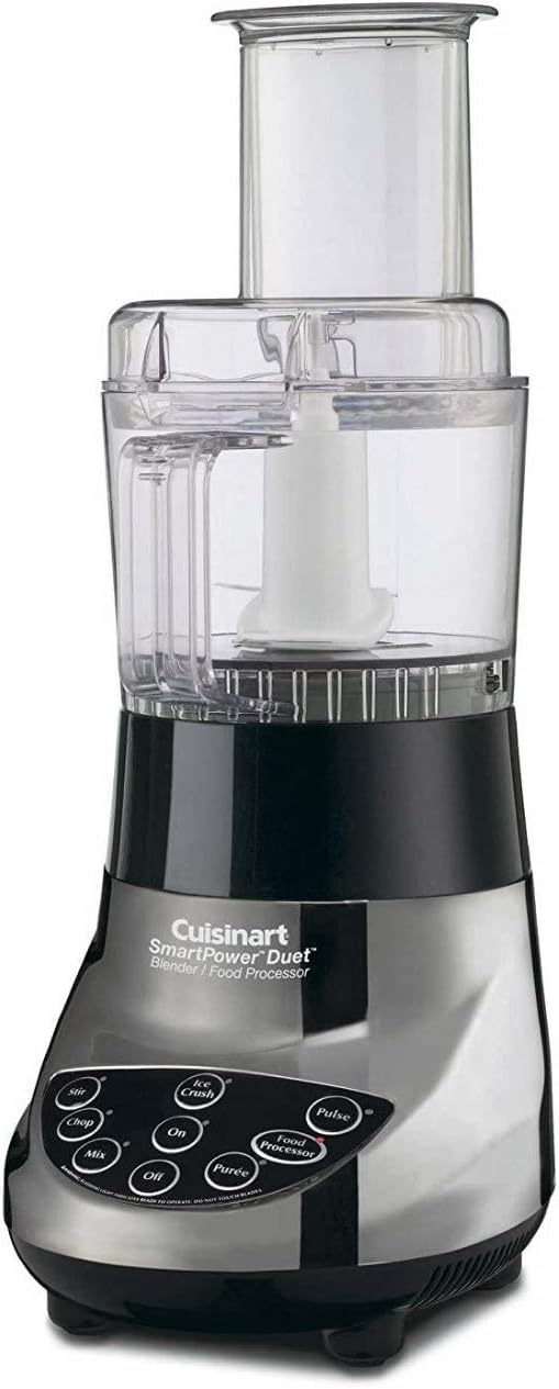 Cuisinart BFP-703BCP1 Smart Power Duet Blender & Food Processor, 500-Watt Motor, 48-Oz Glass Jar, 3-Cup Processor, 7-Speed Ice Crush, Stainless Steel Blades, Brushed Chrome, BPA-Free, 120V