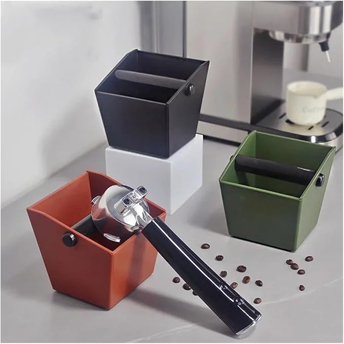 Coffee Knock Box Grounds Container ABS Bucket Anti Slip Powder Beveled Residue Barista Accessories Maker Tools(Green)