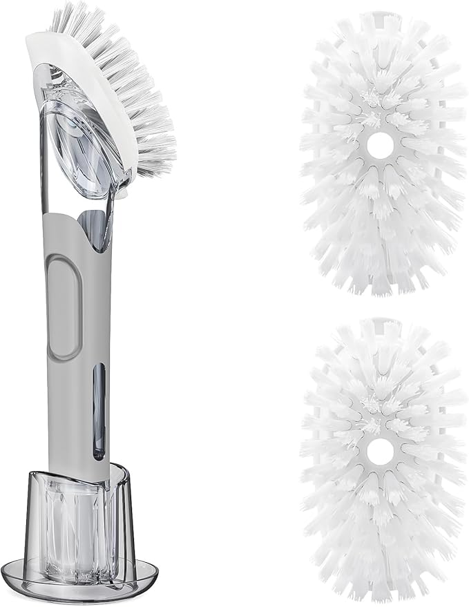Soap Dispensing Replacement Dish Brush Storage Set