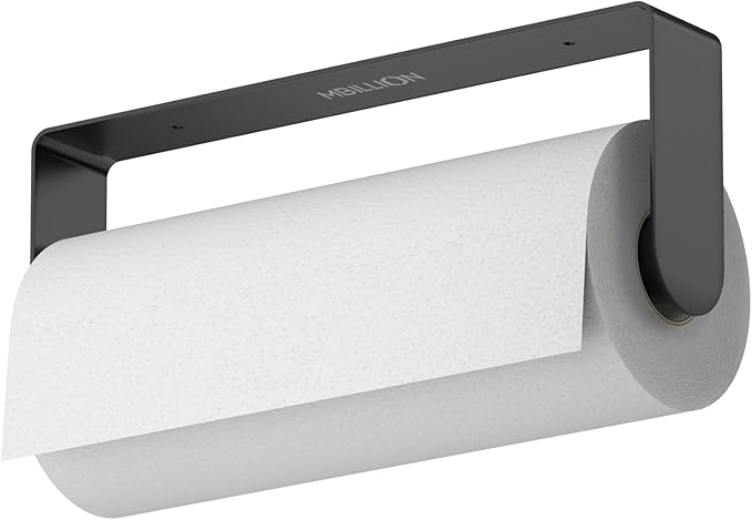 Mbillion Paper Towels Holder Under Cabinet Wall Mount and Self-Adhesive Paper Towel Rack for Kitchen Premium Grade SUS304 Stainless Steel Black