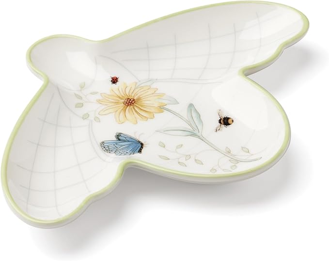 Lenox Home And Kitchen, Butterfly Meadow Beehive Spoon Rest, Porcelain Material, Dishwasher Safe, Kitchen Decor, Coffee Bar Accessories, Butterfly And Flowers Design, Home Accessories (White, 1 Piece)
