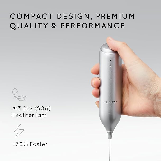 Flendy Rechargeable Milk Frother Handheld With USB-C Charging Stand, Electric Drink Mixer, Mini Whisk for Coffee, Matcha, etc