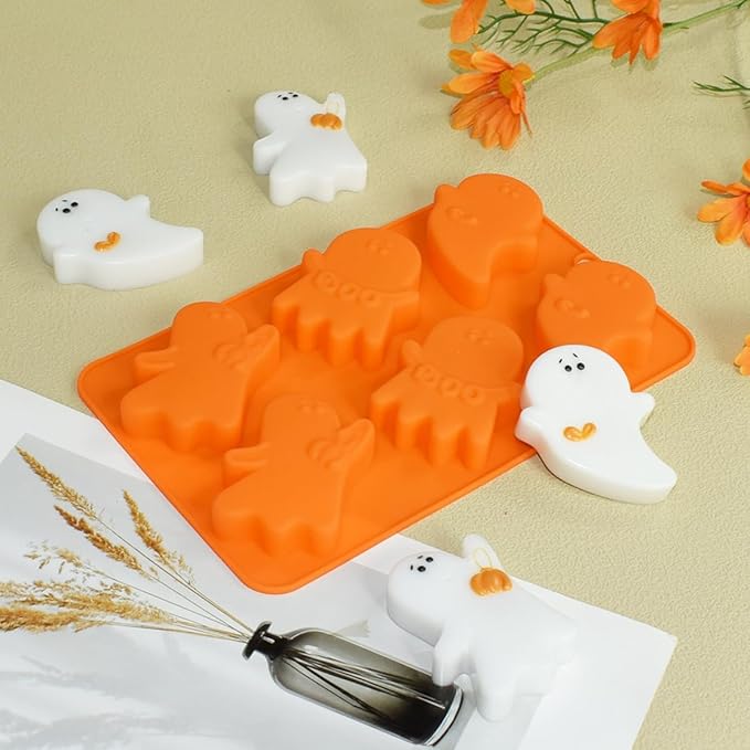 Halloween Ghost Silicone Molds, Non-Stick Chocolate Mold, Baking Moulds for Making Chocolate, Cake, Jelly, Dessert, Biscuit, Dome Mousse (A_ Ghost)