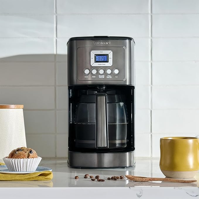 Cuisinart 14-Cup Coffee Maker, Programmable PerfecTemp Glass Carafe Coffee Machine with 1-4 Cup Setting, Brew Strength Control and Pause, Stainless Steel, DCC-3200BKSNAS, Black