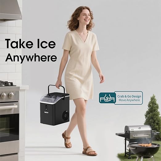 VECYS Nugget Ice Maker, 34LBS/Day Countertop Ice Machine, Self-Cleaning Portable Pellet Ice Maker, Chewable Sonic Ice for Home, Office, Bar