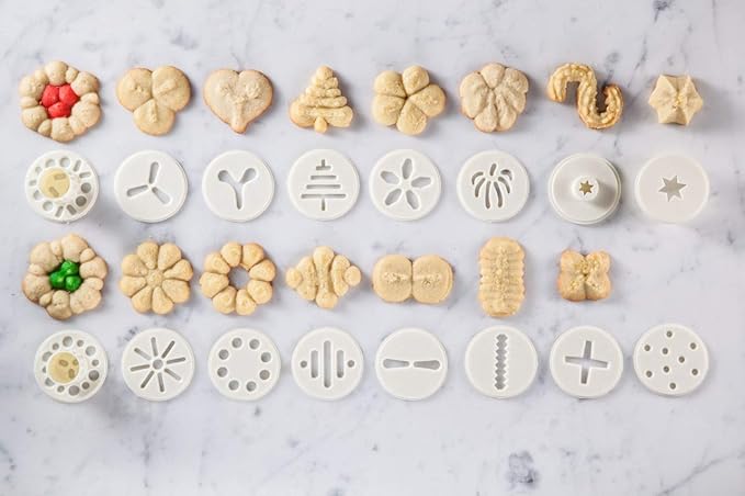 Hutzler 23pc Easy Action Cookie Press and Food Decorator Set - For Simple Decorating of Appetizers and Desserts