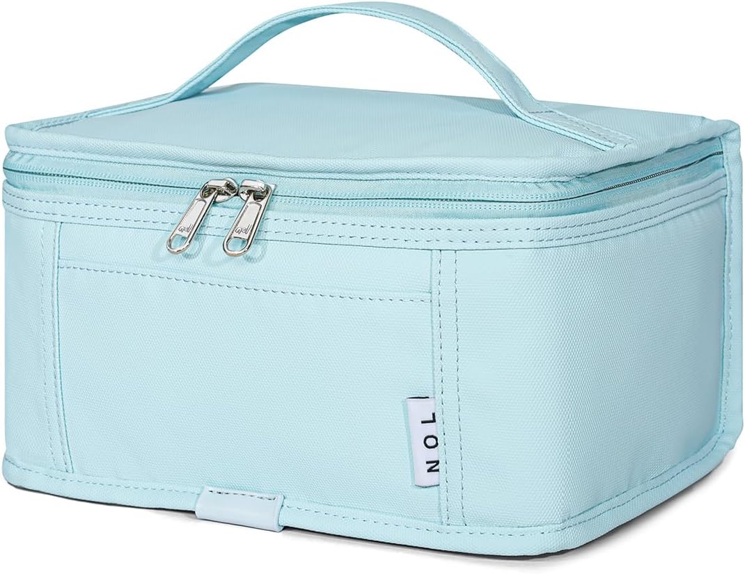 NOL Natural Organic Lifestyle Small Lunch Bag Mini Lunch Box Insulated Lunch Bag for Men/Women Leakproof Cooler Tote Bag Lightweight Nylon Waterproof Lunch Box For Work, Light blue