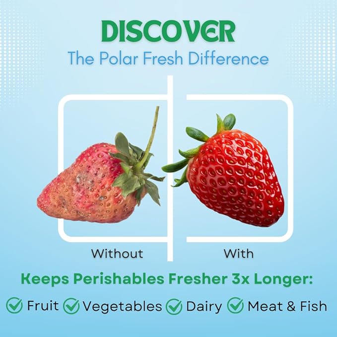 All-in-1 Refrigerator Deodorizer & Produce Saver by Polar Fresh 3 Pack – Fridge Odor Eliminator, Ethylene Gas Absorber, Fridge Moisture Absorber & Efficiency Booster; Surpasses Baking Soda & Charcoal