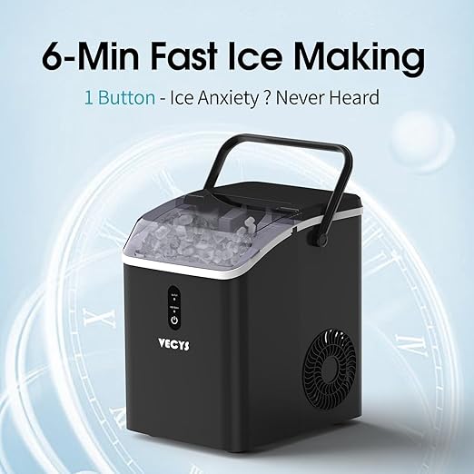 VECYS Nugget Ice Maker, 34LBS/Day Countertop Ice Machine, Self-Cleaning Portable Pellet Ice Maker, Chewable Sonic Ice for Home, Office, Bar
