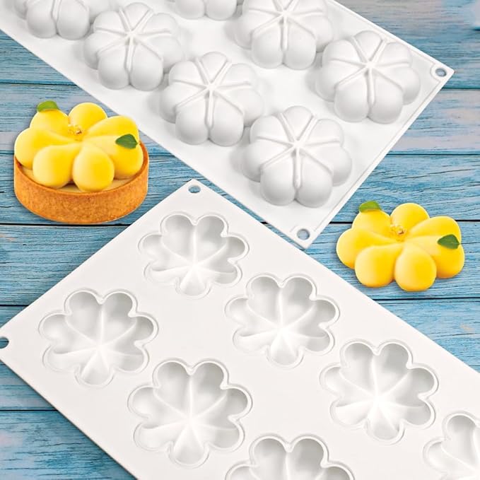 Flower Donut Silicone Mold Fondant Cake Mold DIY Chocolate Baking Tools Cake Decoration Accessories Bakeware (Flower A_11.8 x6.88 x0.8inch)