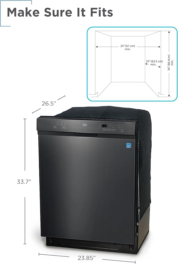 BLACK+DECKER 24" Built-In Dishwasher, 12-Place Setting Capacity with Stainless Steel Tub, Dish Washer with 6 Wash Programs, Low Noise, ENERGY STAR Certified, BDW200MB, Black