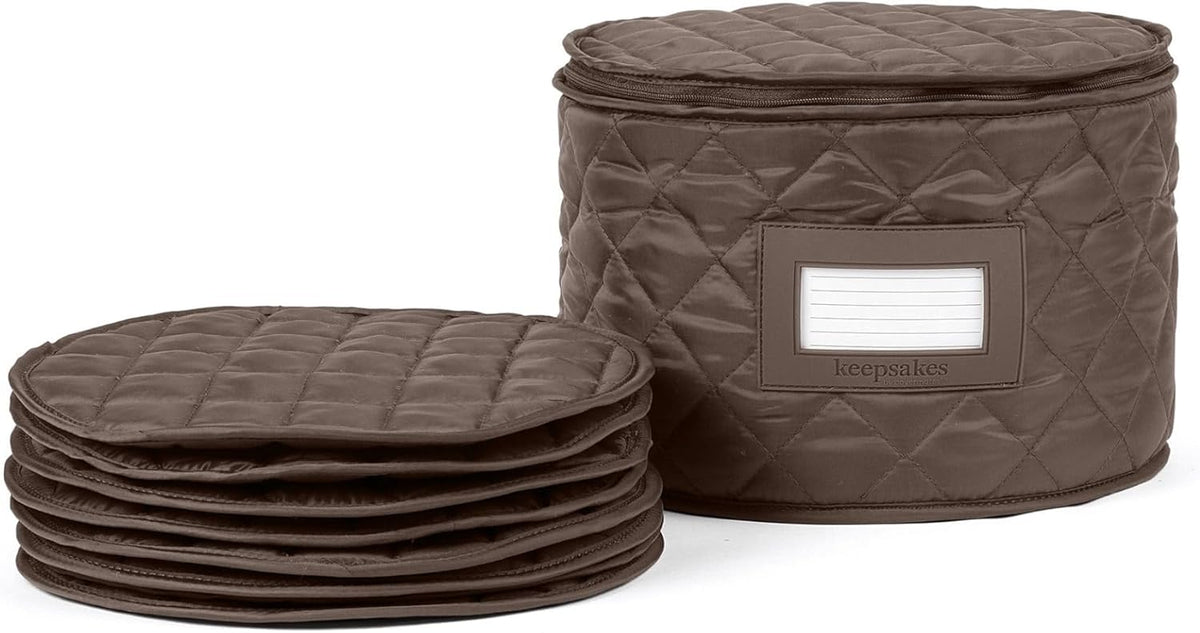 Covermates Keepsakes - Dish Storage - Padded Protection - ID Window - Stain Resistant - Machine Washable - China Storage, Bronze