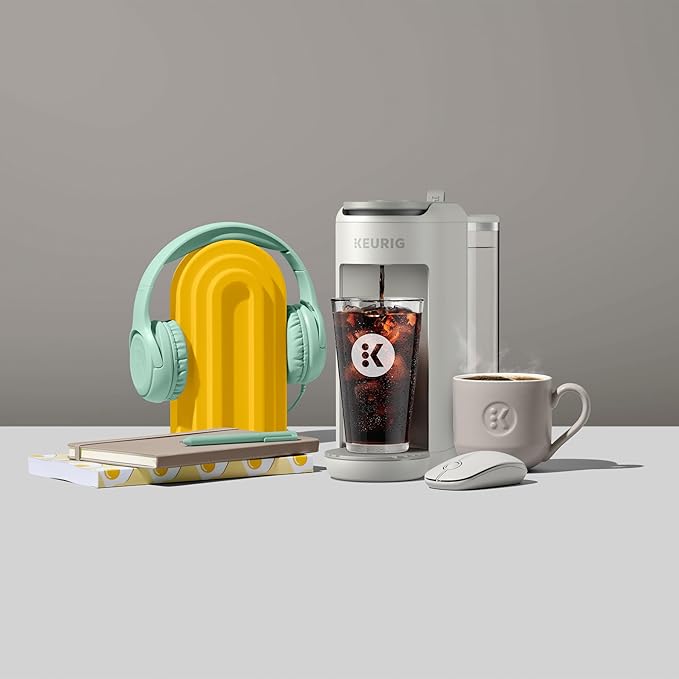 Keurig K-Mini Mate Plus Single-Serve K-Cup Pod Coffee Maker, Compact, 3 Cup Sizes, Brew Over Ice and Strong Button Features, 50 oz Removable Reservoir, Warm Stone