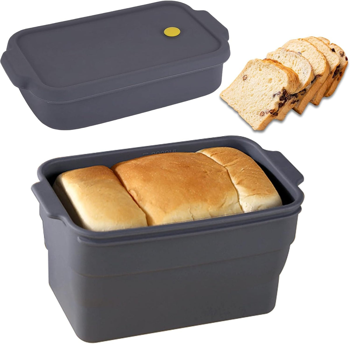 Silicone Bread Pan with Lid, Nonstick & Heat Resistant Foldable Bread Pan, Bread Mold for Baking, Bread Baking Pan, Bread Pans for Homemade Bread, Pullman Loaf Pan for Baking Bread