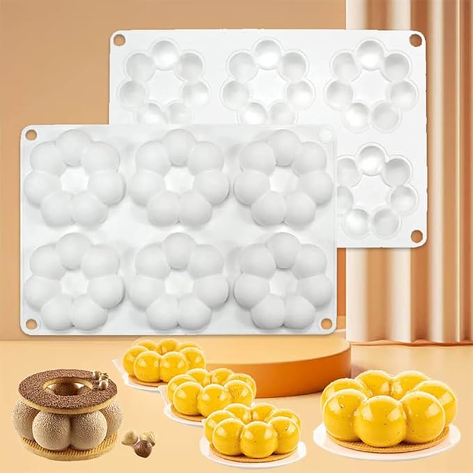Silicone Donut Pan for Baking, Non-Stick DIY Mousse Donut Making Mold, Chocolate Cupcake Decorating Supplies Tools (6-Cavity-Small)