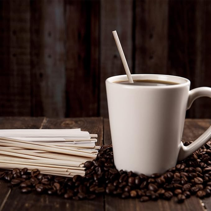 Party Essentials Bamboo Coffee Stirrers/Beverage Stir Sticks, 7" Length, 1000-Count, Natural